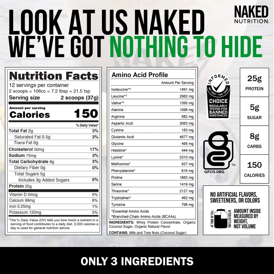 Vanilla Whey Protein Powder (1 LB) - Naked Nutrition